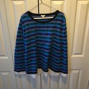 Talbots polka dot stripes sweater XL